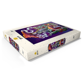 Alternative Darstellung des Puzzle-Motivs Psychedelische Skelette mit Pilzen und Rosen – Puzzleteile: 200