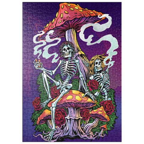 puzzleplate Psychedelic Skeletons with Mushrooms and Roses 500 Puzzle