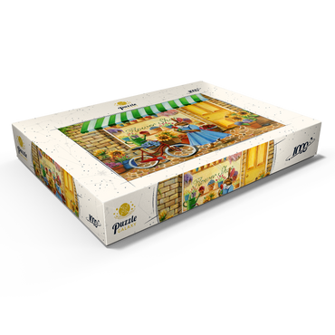 Darstellung des Puzzle Motivs Title: Whimsical Bunny at the Flower Shop 1000 Puzzle Schachtel Ansicht1