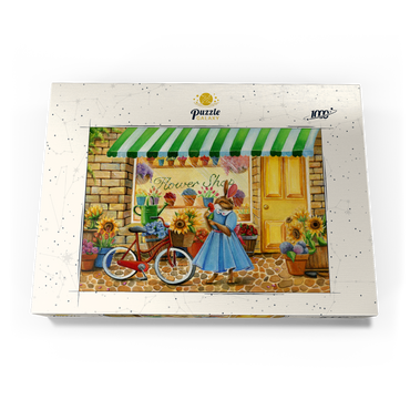 Darstellung des Puzzle Motivs Title: Whimsical Bunny at the Flower Shop 1000 Puzzle Schachtel Ansicht3
