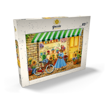 Darstellung des Puzzle Motivs Title: Whimsical Bunny at the Flower Shop 100 Puzzle Schachtel Ansicht2