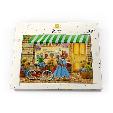 Darstellung des Puzzle Motivs Titel: Skurriler Hase im Blumenladen Title: Whimsical Bunny at the Flower Shop 200 Puzzle Schachtel Ansicht3