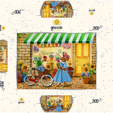 Darstellung des Puzzle Motivs Title: Whimsical Bunny at the Flower Shop 200 Puzzle Schachtel 3D Modell