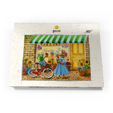 Darstellung des Puzzle Motivs Title: Whimsical Bunny at the Flower Shop 500 Puzzle Schachtel Ansicht3