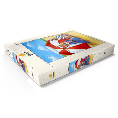 Beach Bunnies – Vintage-Inspired Animal Illustration 100 Puzzle Schachtel Ansicht1