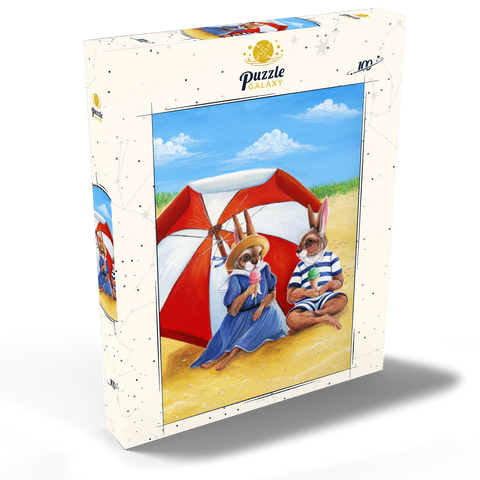 Beach Bunnies – Vintage-Inspired Animal Illustration 100 Puzzle Schachtel Ansicht2