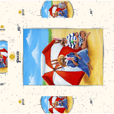 Beach Bunnies – Vintage-Inspired Animal Illustration 100 Puzzle Schachtel 3D Modell