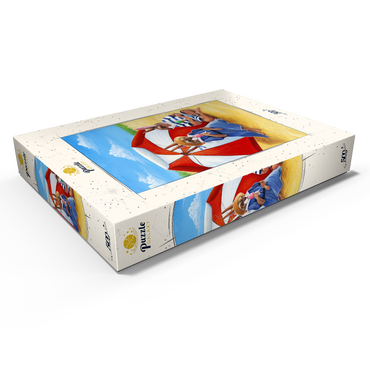 Beach Bunnies – Vintage-Inspired Animal Illustration 500 Puzzle Schachtel Ansicht1