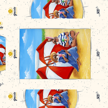 Beach Bunnies – Vintage-Inspired Animal Illustration 500 Puzzle Schachtel 3D Modell