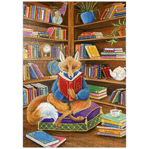 puzzleplate The Scholarly Fox – A Cozy Library Retreat 1000 Puzzle