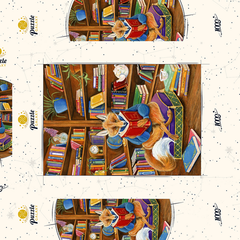 The Scholarly Fox – A Cozy Library Retreat 1000 Puzzle Schachtel 3D Modell