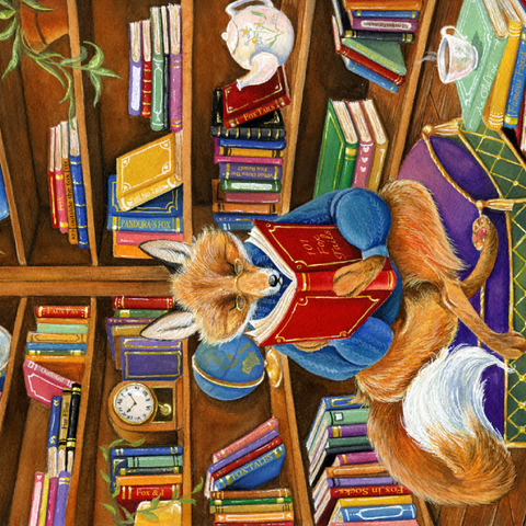 The Scholarly Fox – A Cozy Library Retreat 200 Puzzle 3D Modell