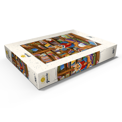 The Scholarly Fox – A Cozy Library Retreat 500 Puzzle Schachtel Ansicht1