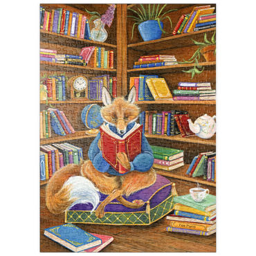 puzzleplate The Scholarly Fox – A Cozy Library Retreat 500 Puzzle