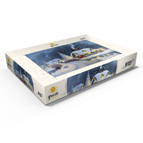 Alternative Darstellung des Puzzle-Motivs Verschneites Weihnachtsdorf mit Hütten – Puzzleteile: 1000