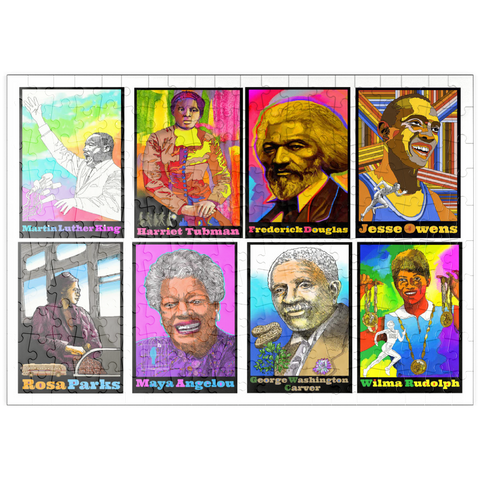 Darstellung des Puzzle Motivs Farbenfrohe Porträts einflussreicher schwarzer Führungspersönlichkeiten puzzleplate Colorful Portraits of Influential Black Leaders 200 Puzzle
