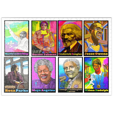 Darstellung des Puzzle Motivs Farbenfrohe Porträts einflussreicher schwarzer Führungspersönlichkeiten puzzleplate Colorful Portraits of Influential Black Leaders 500 Puzzle