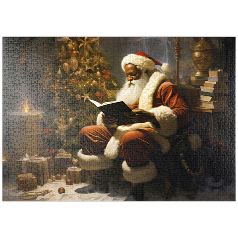 puzzleplate Santa Reading by Christmas Tree 1000 Puzzle