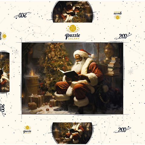 Santa Reading by Christmas Tree 200 Puzzle Schachtel 3D Modell