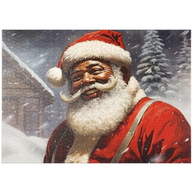 Darstellung des Puzzle-Motivs Fröhlicher Weihnachtsmann im Winterwunderland – Puzzleteile: 1000