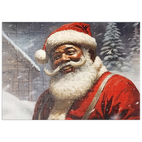 Darstellung des Puzzle Motivs Fröhlicher Weihnachtsmann im Winterwunderland - Puzzleteile: 100