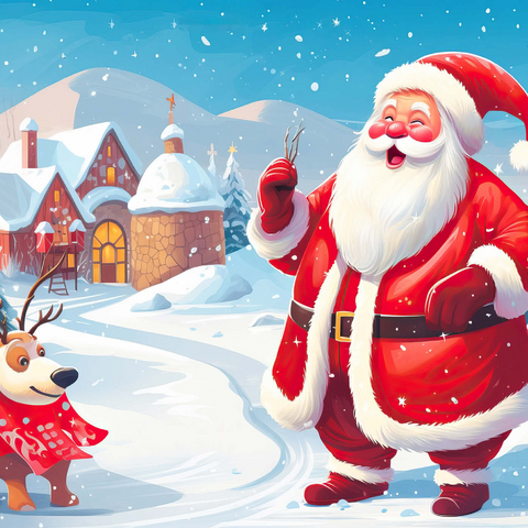 Santa and Reindeer in Winter Village 1000 Puzzle 3D Modell