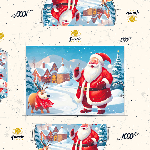 Santa and Reindeer in Winter Village 1000 Puzzle Schachtel 3D Modell