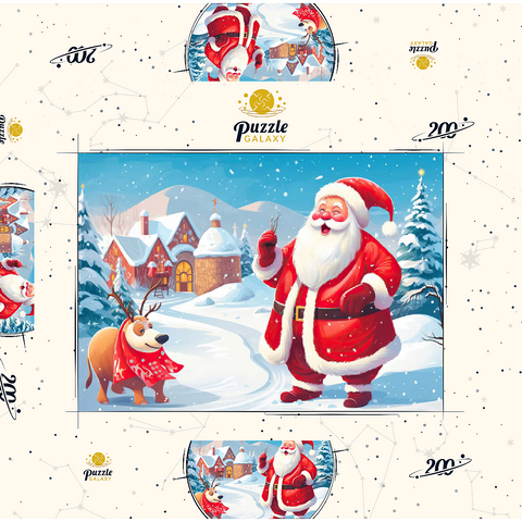 Santa and Reindeer in Winter Village 200 Puzzle Schachtel 3D Modell