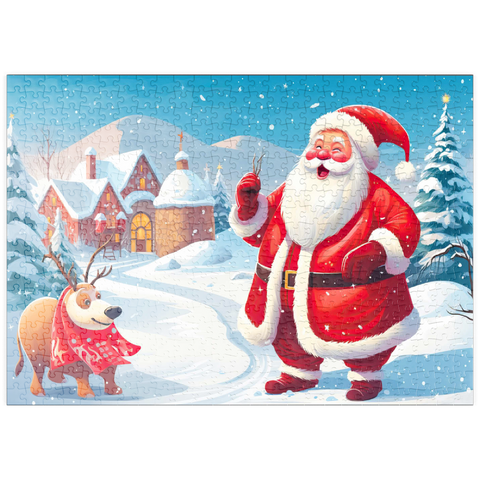 puzzleplate Santa and Reindeer in Winter Village 500 Puzzle