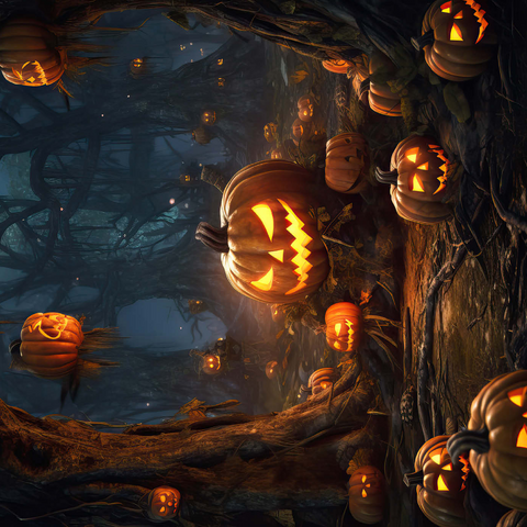 Enchanted Pumpkin Forest at Night 1000 Puzzle 3D Modell