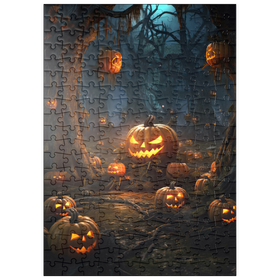 Darstellung des Puzzle Motivs Verwunschener Kürbiswald bei Nacht - Puzzleteile: 200