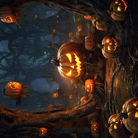 Enchanted Pumpkin Forest at Night 200 Puzzle 3D Modell