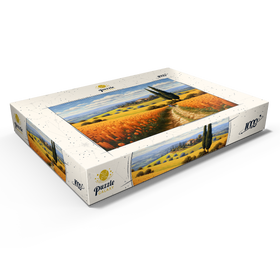 Darstellung des Puzzle Motivs Goldene Felder der Toskana mit Zypressen - Puzzleteile: 1000