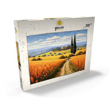 Darstellung des Puzzle Motivs Golden Fields of Tuscany with Cypress Trees 200 Puzzle Schachtel Ansicht2