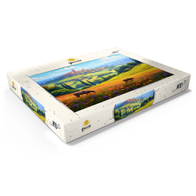 Darstellung des Puzzle Motivs Toskanische Landschaften mit Wildblumen und sanften Hügeln - Puzzleteile: 100