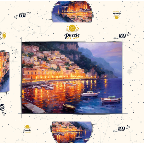 Positano at Twilight with Reflections 100 Puzzle Schachtel 3D Modell
