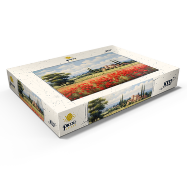 Tuscan Countryside with Red Poppy Field 1000 Puzzle Schachtel Ansicht1