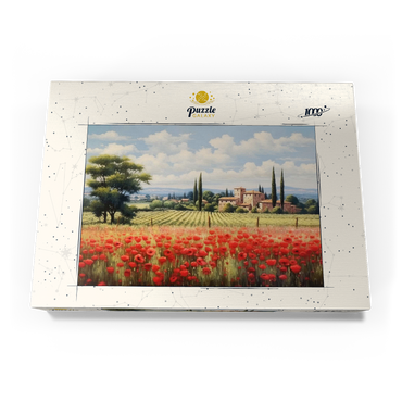 Tuscan Countryside with Red Poppy Field 1000 Puzzle Schachtel Ansicht3