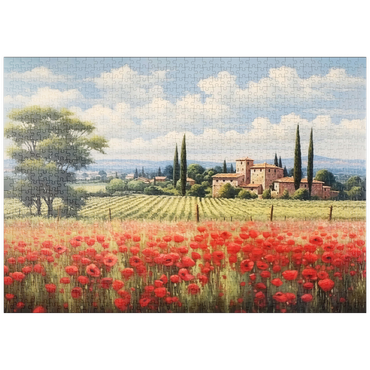 puzzleplate Tuscan Countryside with Red Poppy Field 1000 Puzzle