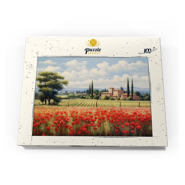 Tuscan Countryside with Red Poppy Field 100 Puzzle Schachtel Ansicht3