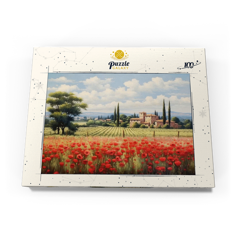 Tuscan Countryside with Red Poppy Field 100 Puzzle Schachtel Ansicht3