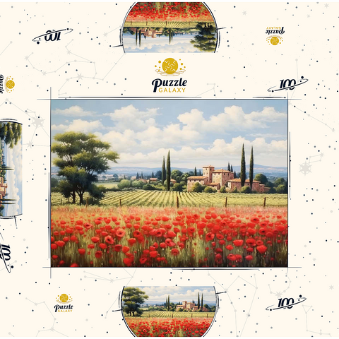 Tuscan Countryside with Red Poppy Field 100 Puzzle Schachtel 3D Modell