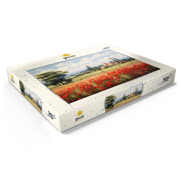 Tuscan Countryside with Red Poppy Field 200 Puzzle Schachtel Ansicht1