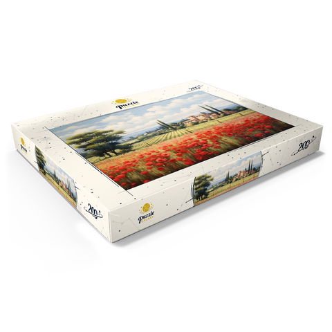 Tuscan Countryside with Red Poppy Field 200 Puzzle Schachtel Ansicht1