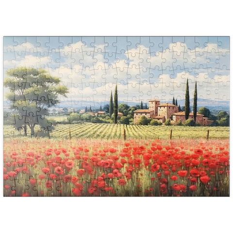 puzzleplate Tuscan Countryside with Red Poppy Field 200 Puzzle
