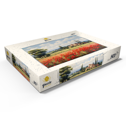 Tuscan Countryside with Red Poppy Field 500 Puzzle Schachtel Ansicht1