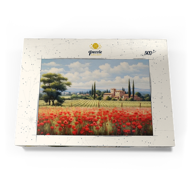 Tuscan Countryside with Red Poppy Field 500 Puzzle Schachtel Ansicht3