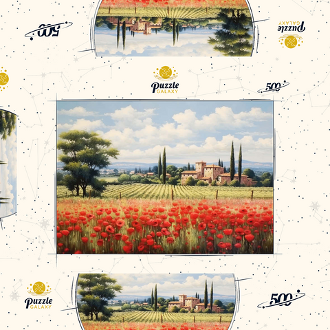 Tuscan Countryside with Red Poppy Field 500 Puzzle Schachtel 3D Modell