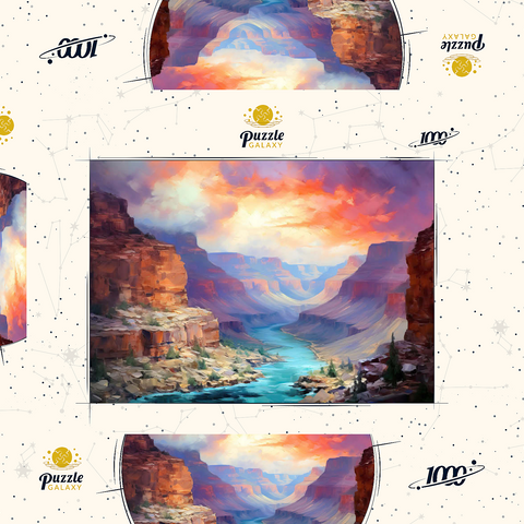 Grand Canyon Sunset Over Colorado River 1000 Puzzle Schachtel 3D Modell