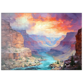 Darstellung des Puzzle Motivs Grand Canyon Sonnenuntergang über dem Colorado River - Puzzleteile: 100